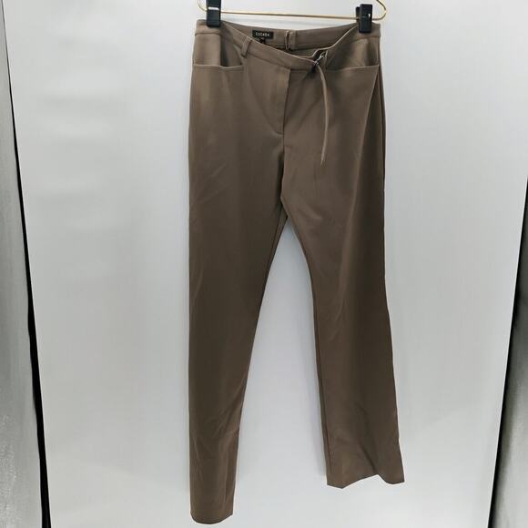 Escada Tan Pants Size 42 waist tie belt adjustable dress pants office wear - Picture 1 of 11